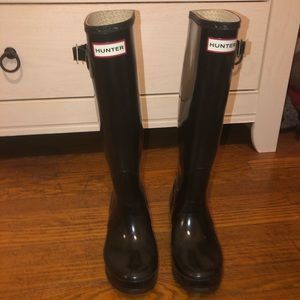 Hunter Rain Boots (Black Glossy)